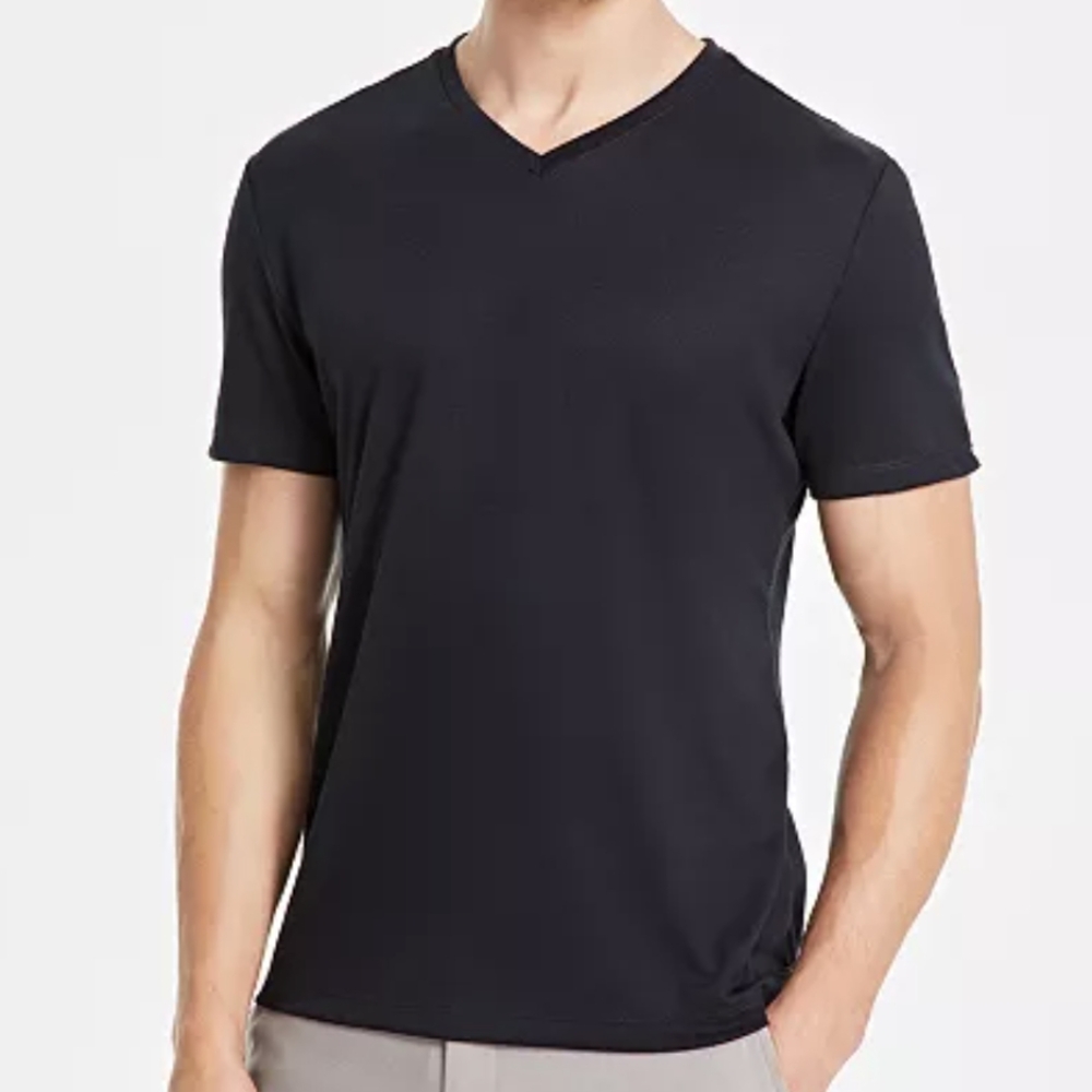 Alfani Black Short Sleeve Tee Essential Crew Neck